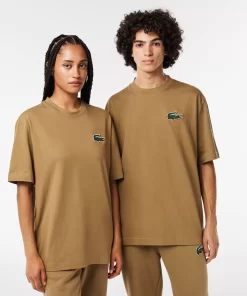 Lacoste T-Shirts>Unisex T-Shirt Aus Bio-Baumwolle Mit Grosem Krokodil Braun Six