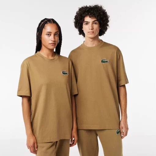 Lacoste T-Shirts>Unisex T-Shirt Aus Bio-Baumwolle Mit Grosem Krokodil Braun Six