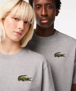 Lacoste T-Shirts>Unisex T-Shirt Aus Bio-Baumwolle Mit Grosem Krokodil Heidekraut Grau Cca