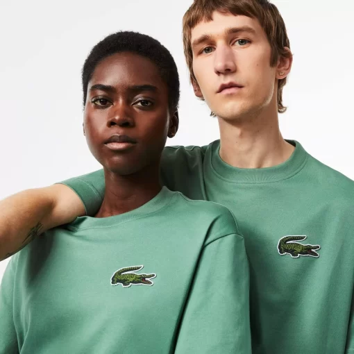 Lacoste T-Shirts>Unisex T-Shirt Aus Bio-Baumwolle Mit Grosem Krokodil Khaki Grun Kx5