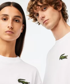 Lacoste T-Shirts>Unisex T-Shirt Aus Bio-Baumwolle Mit Grosem Krokodil Weis 001