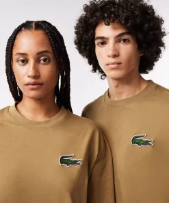 Lacoste T-Shirts>Unisex T-Shirt Aus Bio-Baumwolle Mit Grosem Krokodil Braun Six