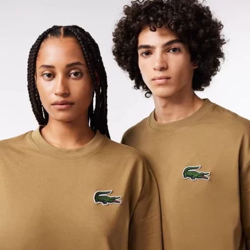 Lacoste T-Shirts>Unisex T-Shirt Aus Bio-Baumwolle Mit Grosem Krokodil Braun Six