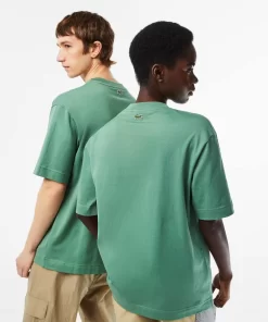 Lacoste T-Shirts>Unisex T-Shirt Aus Bio-Baumwolle Mit Grosem Krokodil Khaki Grun Kx5