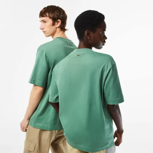 Lacoste T-Shirts>Unisex T-Shirt Aus Bio-Baumwolle Mit Grosem Krokodil Khaki Grun Kx5