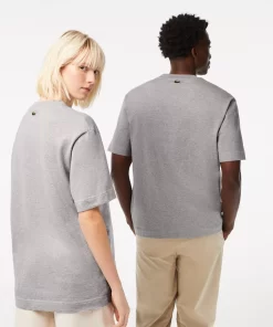 Lacoste T-Shirts>Unisex T-Shirt Aus Bio-Baumwolle Mit Grosem Krokodil Heidekraut Grau Cca