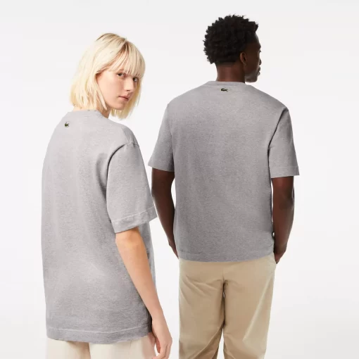 Lacoste T-Shirts>Unisex T-Shirt Aus Bio-Baumwolle Mit Grosem Krokodil Heidekraut Grau Cca