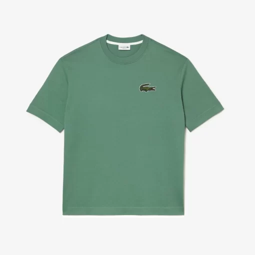 Lacoste T-Shirts>Unisex T-Shirt Aus Bio-Baumwolle Mit Grosem Krokodil Khaki Grun Kx5