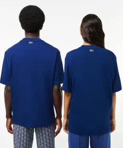 Lacoste T-Shirts>Unisex T-Shirt Aus Bio-Baumwolle Mit Grosem Krokodil Navy Blau F9F