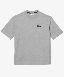 Lacoste T-Shirts>Unisex T-Shirt Aus Bio-Baumwolle Mit Grosem Krokodil Heidekraut Grau Cca