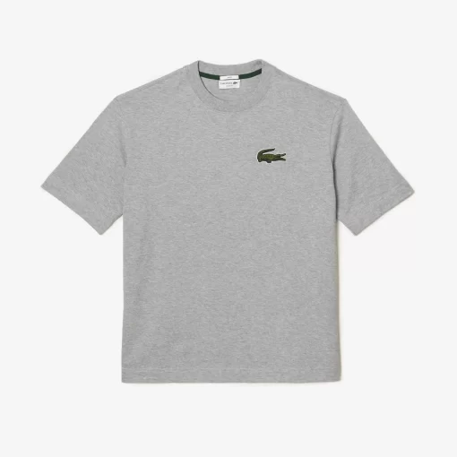 Lacoste T-Shirts>Unisex T-Shirt Aus Bio-Baumwolle Mit Grosem Krokodil Heidekraut Grau Cca