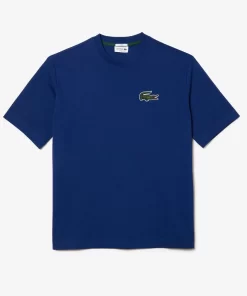 Lacoste T-Shirts>Unisex T-Shirt Aus Bio-Baumwolle Mit Grosem Krokodil Navy Blau F9F