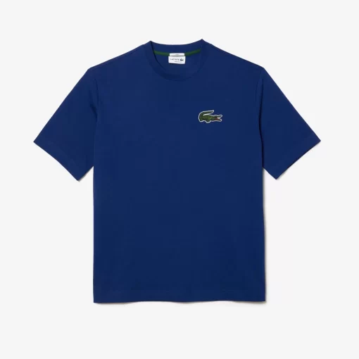 Lacoste T-Shirts>Unisex T-Shirt Aus Bio-Baumwolle Mit Grosem Krokodil Navy Blau F9F