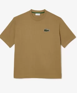 Lacoste T-Shirts>Unisex T-Shirt Aus Bio-Baumwolle Mit Grosem Krokodil Braun Six