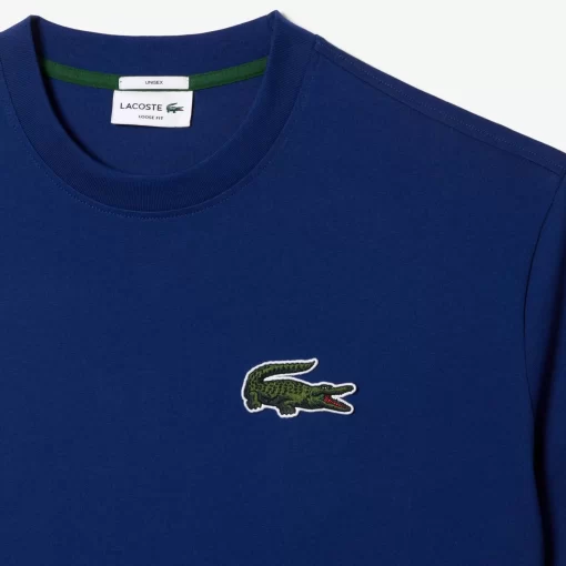 Lacoste T-Shirts>Unisex T-Shirt Aus Bio-Baumwolle Mit Grosem Krokodil Navy Blau F9F