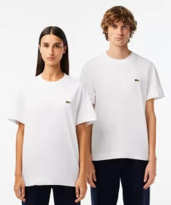 Lacoste T-Shirts>Unisex T-Shirt Aus Bio-Baumwollfleece Weis 001