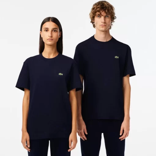 Lacoste T-Shirts>Unisex T-Shirt Aus Bio-Baumwollfleece Navy Blau 166