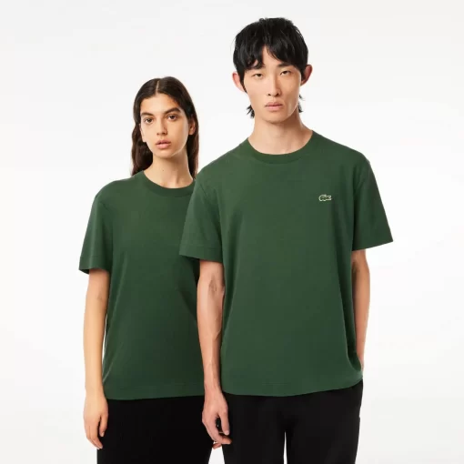 Lacoste T-Shirts>Unisex T-Shirt Aus Bio-Baumwollfleece Dunkelgrun Smi