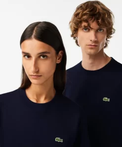 Lacoste T-Shirts>Unisex T-Shirt Aus Bio-Baumwollfleece Navy Blau 166