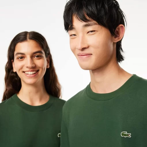 Lacoste T-Shirts>Unisex T-Shirt Aus Bio-Baumwollfleece Dunkelgrun Smi