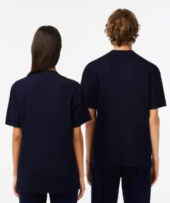 Lacoste T-Shirts>Unisex T-Shirt Aus Bio-Baumwollfleece Navy Blau 166