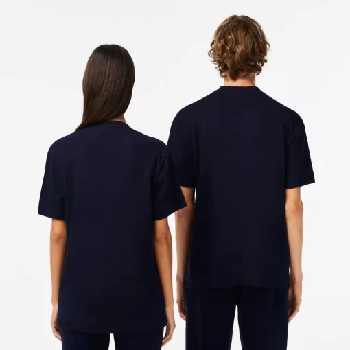 Lacoste T-Shirts>Unisex T-Shirt Aus Bio-Baumwollfleece Navy Blau 166