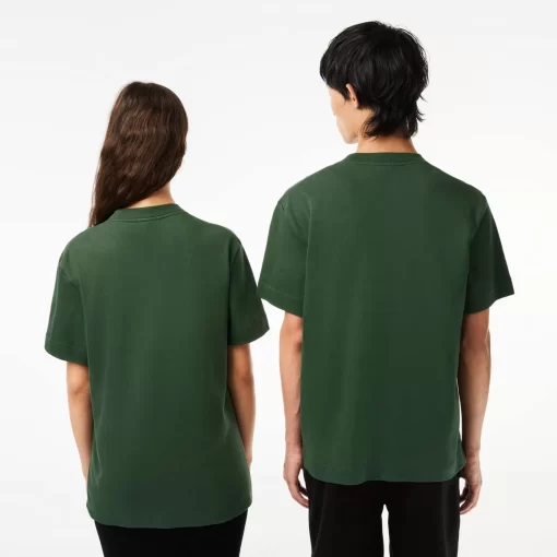 Lacoste T-Shirts>Unisex T-Shirt Aus Bio-Baumwollfleece Dunkelgrun Smi