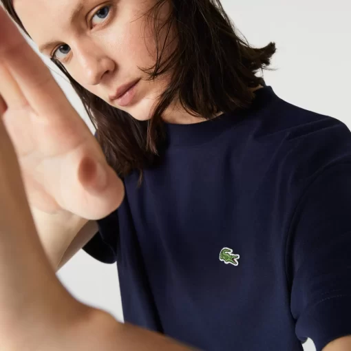 Lacoste T-Shirts>Unisex T-Shirt Aus Bio-Baumwollfleece Navy Blau 166