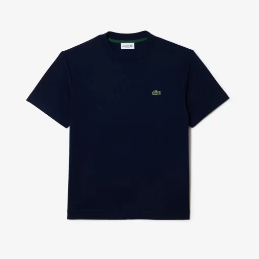 Lacoste T-Shirts>Unisex T-Shirt Aus Bio-Baumwollfleece Navy Blau 166