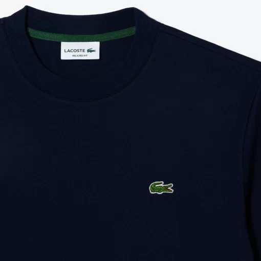 Lacoste T-Shirts>Unisex T-Shirt Aus Bio-Baumwollfleece Navy Blau 166