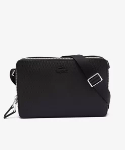 Lacoste Umhangetaschen & Gürteltaschen>Unisex Umhangetasche Chantaco Aus Mattem Gelochten Leder Black 000