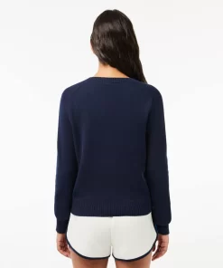 Lacoste Pullover>V-Ausschnitt-Pullover Aus Zweiseitiger Baumwolle Navy Blau 166