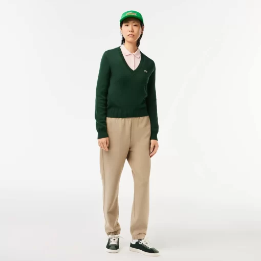 Lacoste Pullover>V-Ausschnitt-Pullover Aus Zweiseitiger Baumwolle Sinople Grun Yzp