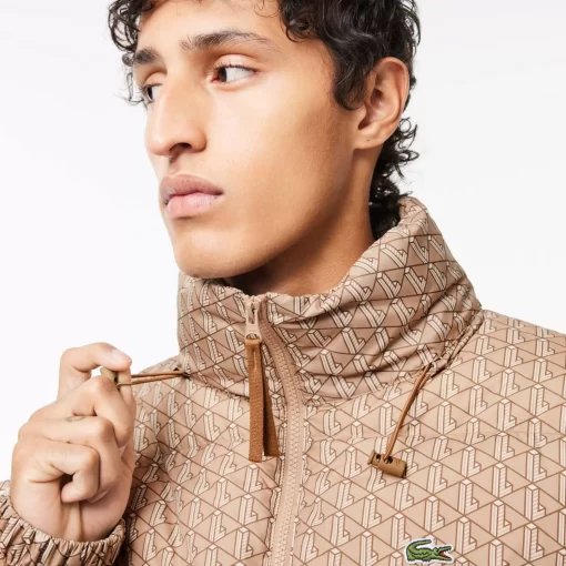 Lacoste Jacken & Mäntel>Verstaubare Daunen-Kapuzenjacke Braun / Beige / Weis Qiz