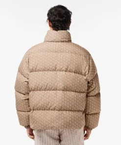 Lacoste Jacken & Mäntel>Verstaubare Daunen-Kapuzenjacke Braun / Beige / Weis Qiz