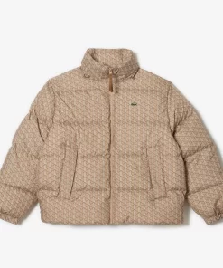 Lacoste Jacken & Mäntel>Verstaubare Daunen-Kapuzenjacke Braun / Beige / Weis Qiz