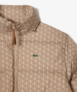 Lacoste Jacken & Mäntel>Verstaubare Daunen-Kapuzenjacke Braun / Beige / Weis Qiz