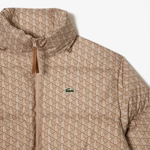 Lacoste Jacken & Mäntel>Verstaubare Daunen-Kapuzenjacke Braun / Beige / Weis Qiz