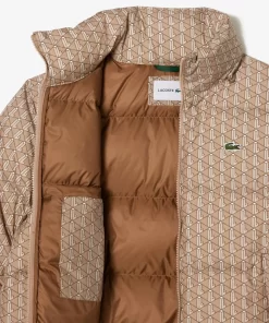 Lacoste Jacken & Mäntel>Verstaubare Daunen-Kapuzenjacke Braun / Beige / Weis Qiz