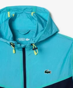 Lacoste Fitnessstudio & Training>Wasserabweisende Verstaubare Sportjacke Blau / Navy Blau / Blau M1I