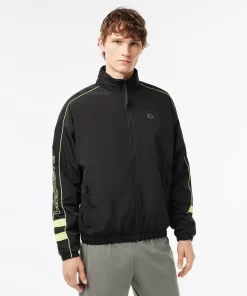 Lacoste Jacken & Mäntel>Wasserfeste Taft-Sportjacke Mit Kontrast-Detail Schwarz / Neongelb 6Vt