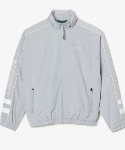 Lacoste Jacken & Mäntel>Wasserfeste Taft-Sportjacke Mit Kontrast-Detail Grau / Weis Nwj