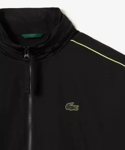 Lacoste Jacken & Mäntel>Wasserfeste Taft-Sportjacke Mit Kontrast-Detail Schwarz / Neongelb 6Vt