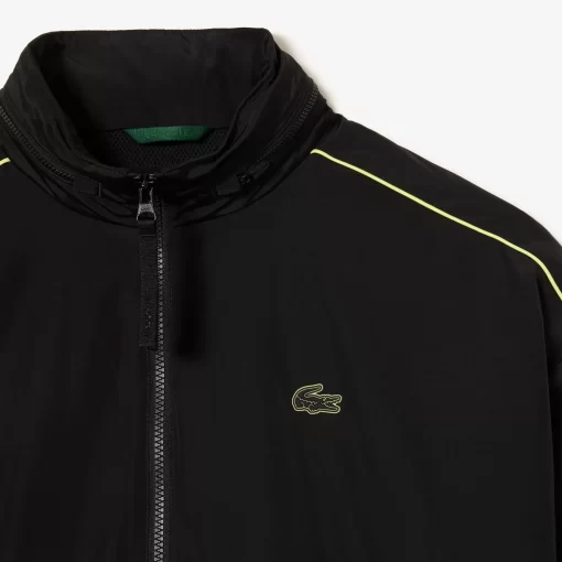 Lacoste Jacken & Mäntel>Wasserfeste Taft-Sportjacke Mit Kontrast-Detail Schwarz / Neongelb 6Vt