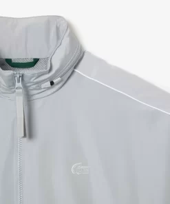 Lacoste Jacken & Mäntel>Wasserfeste Taft-Sportjacke Mit Kontrast-Detail Grau / Weis Nwj