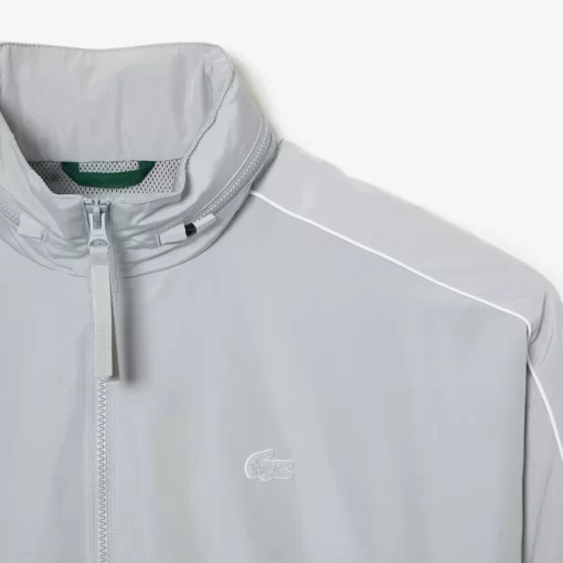 Lacoste Jacken & Mäntel>Wasserfeste Taft-Sportjacke Mit Kontrast-Detail Grau / Weis Nwj