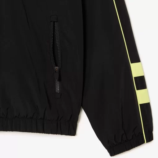 Lacoste Jacken & Mäntel>Wasserfeste Taft-Sportjacke Mit Kontrast-Detail Schwarz / Neongelb 6Vt