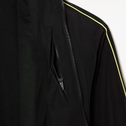 Lacoste Jacken & Mäntel>Wasserfeste Taft-Sportjacke Mit Kontrast-Detail Schwarz / Neongelb 6Vt