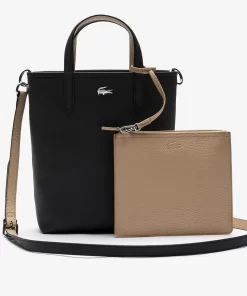 Lacoste Taschen>Wendbare Damen Anna Tote Bag Aus Beschichtetem Canvas Noir Krema A91