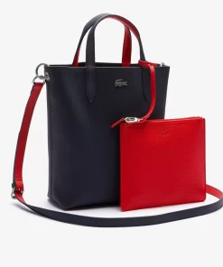 Lacoste Taschen>Wendbare Damen Anna Tote Bag Aus Beschichtetem Canvas Marine 166 Rouge 240 B50